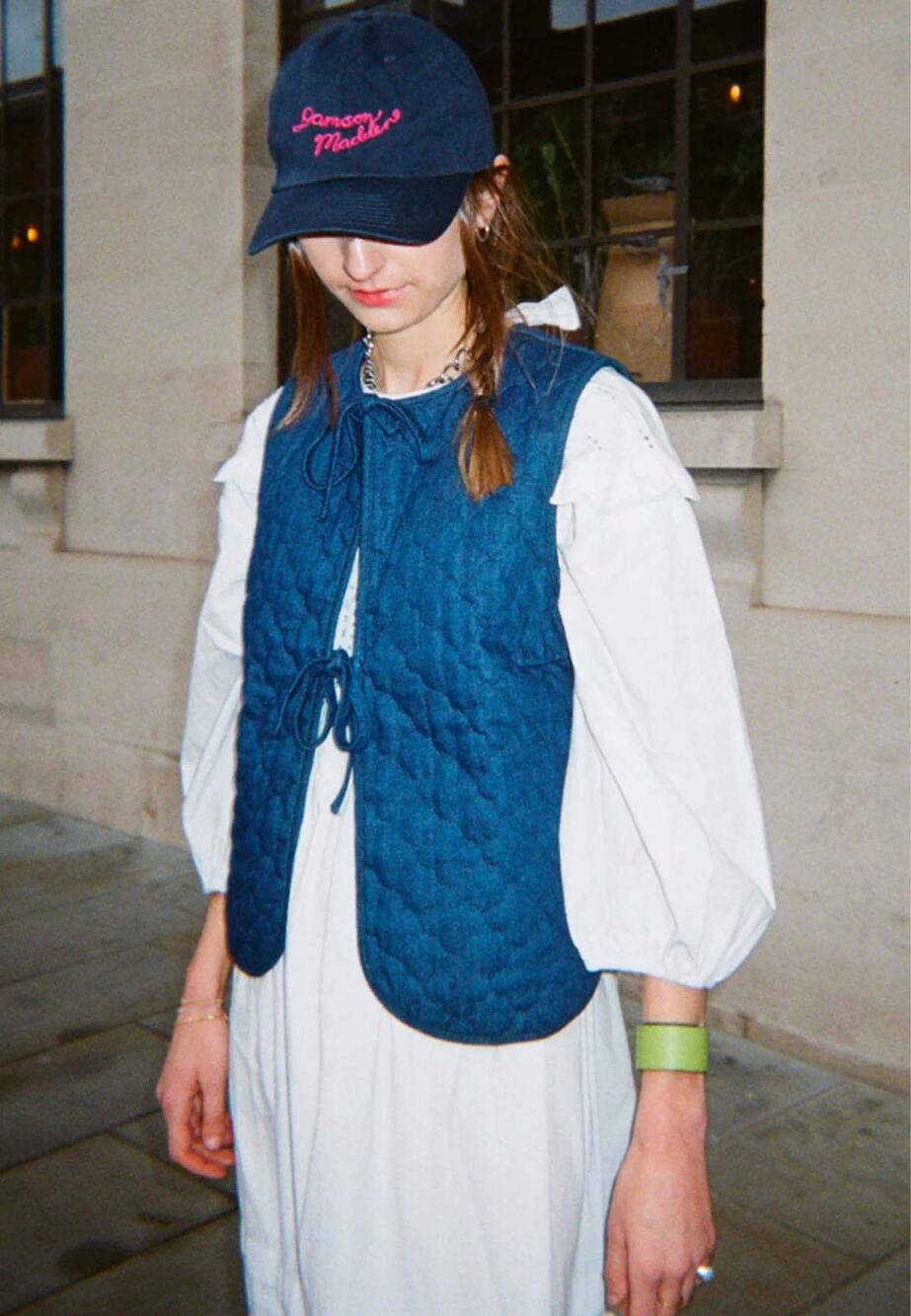 Damson Madder Tilly Quilted Denim Gilet 14